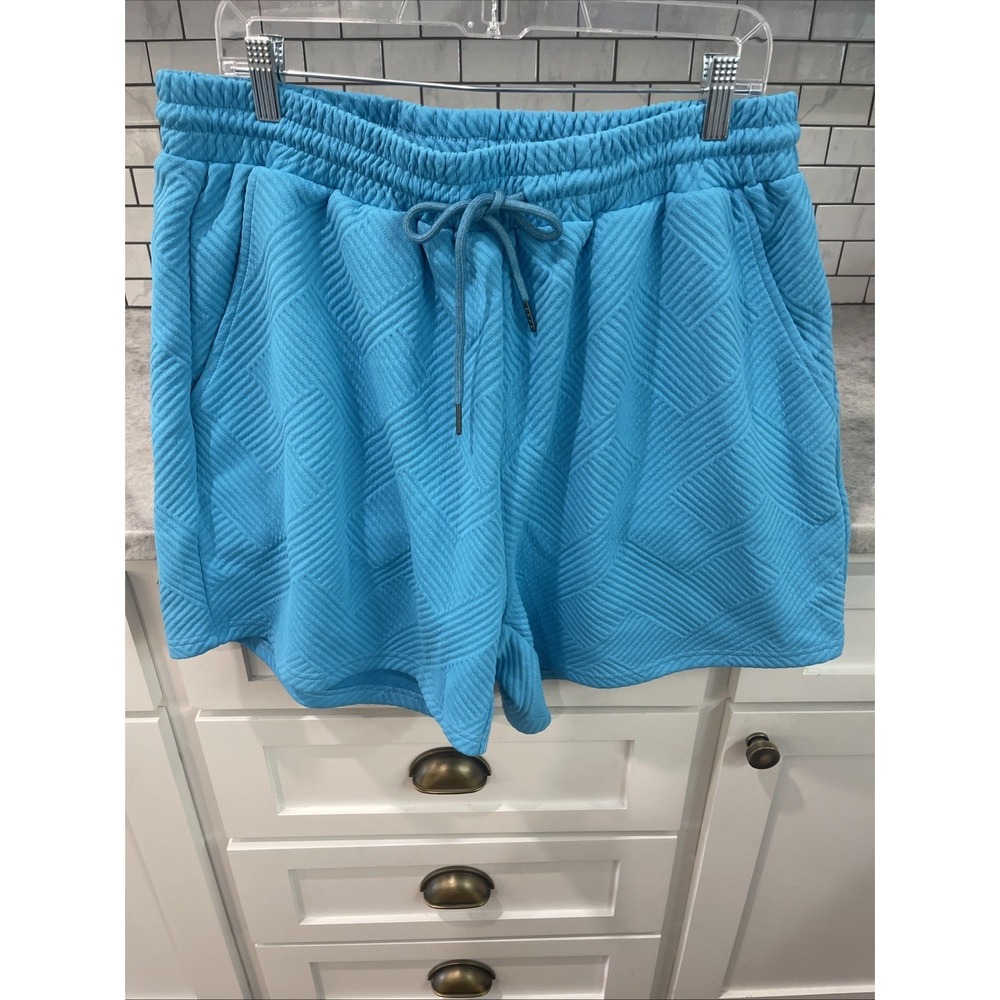 Double Take Shorts Womens Size 2XL Blue Lattice Pull On Pockets Travel Made USA